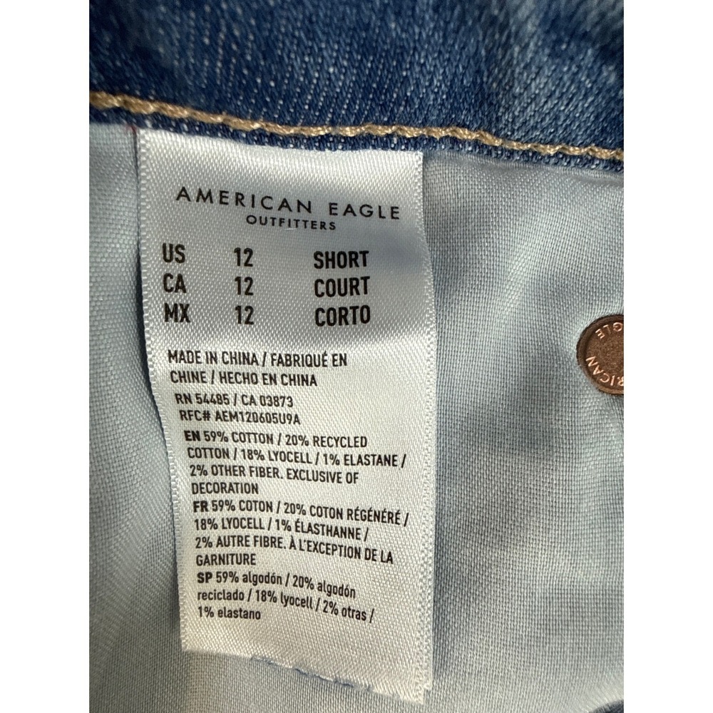 NWT American Eagle Baggy Wide Leg Jeans Women 12 Blue Super High Rise Flare Chic - Picture 7 of 16